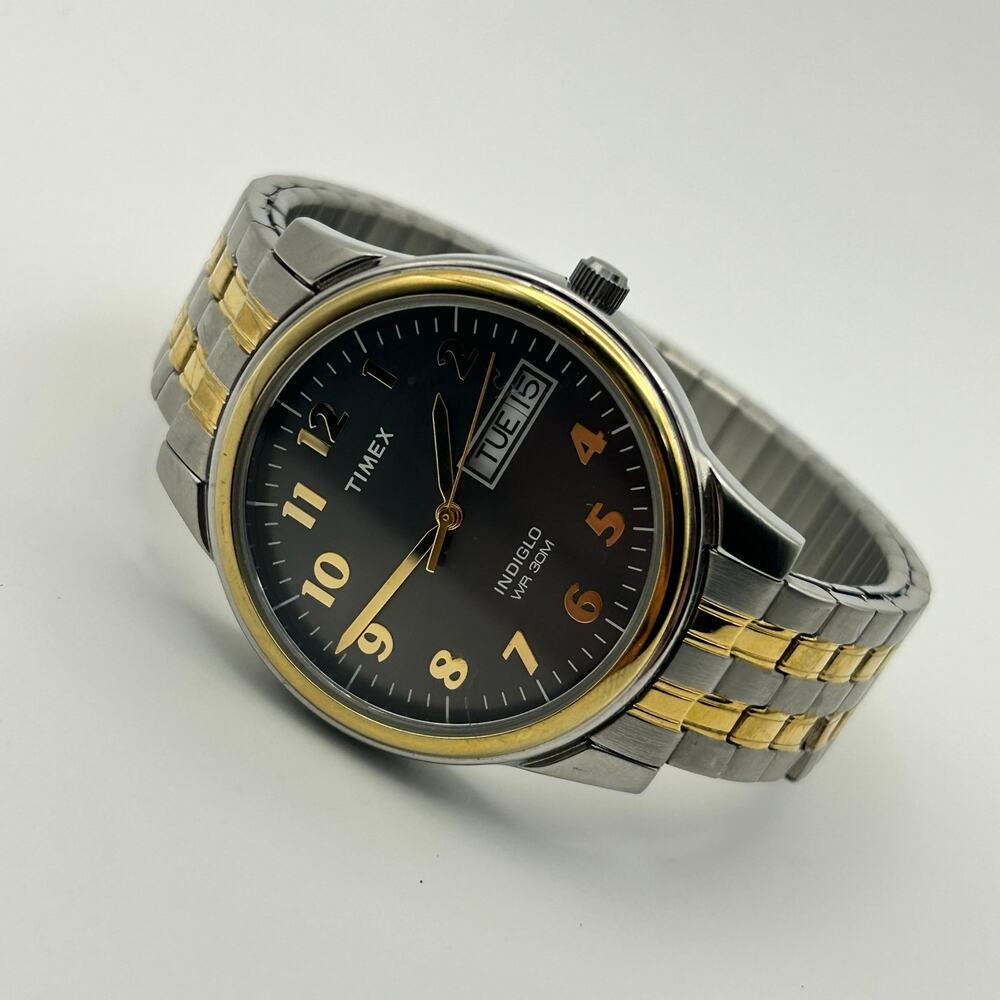 Timex Silver Gold Men’s Watch Date Display Working New Battery - Picture 4 of 8